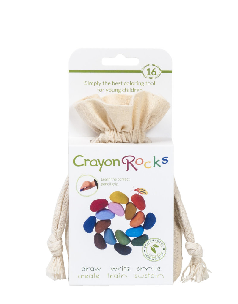 Crayon rocks in een ecru katoenen zakje (16 stuks)